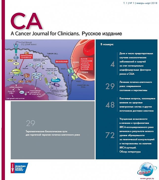 Противораковое общество России выпустило в свет русскую версию авторитетного научного журнала CA: A Cancer Journal for Clinicians